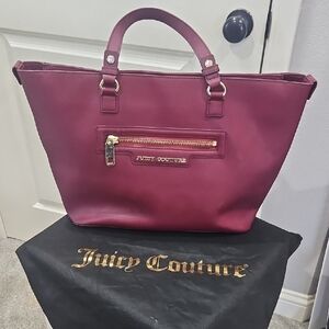 Juicy Couture Wine Red Tote with Gold Accents